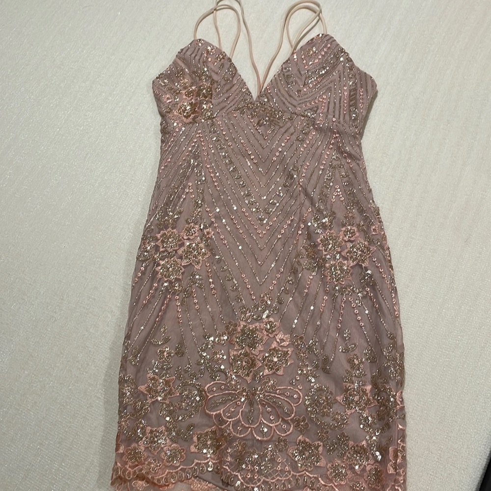 pink sequin mini dress